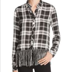 Aqua plaid shirt with fringe (bloomingdale’s)